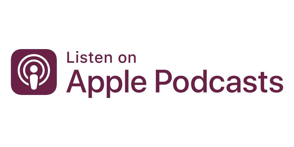 Apple Podcast icon with Listen on Apple Podcasts